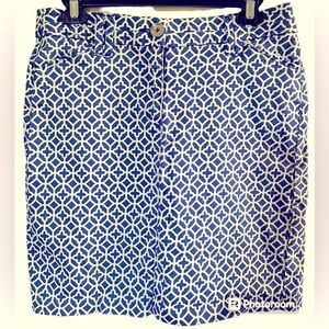 Charter Club•Geometrical Design Royal Blue White Women’s Skirt Skort, Sz 6, EUC